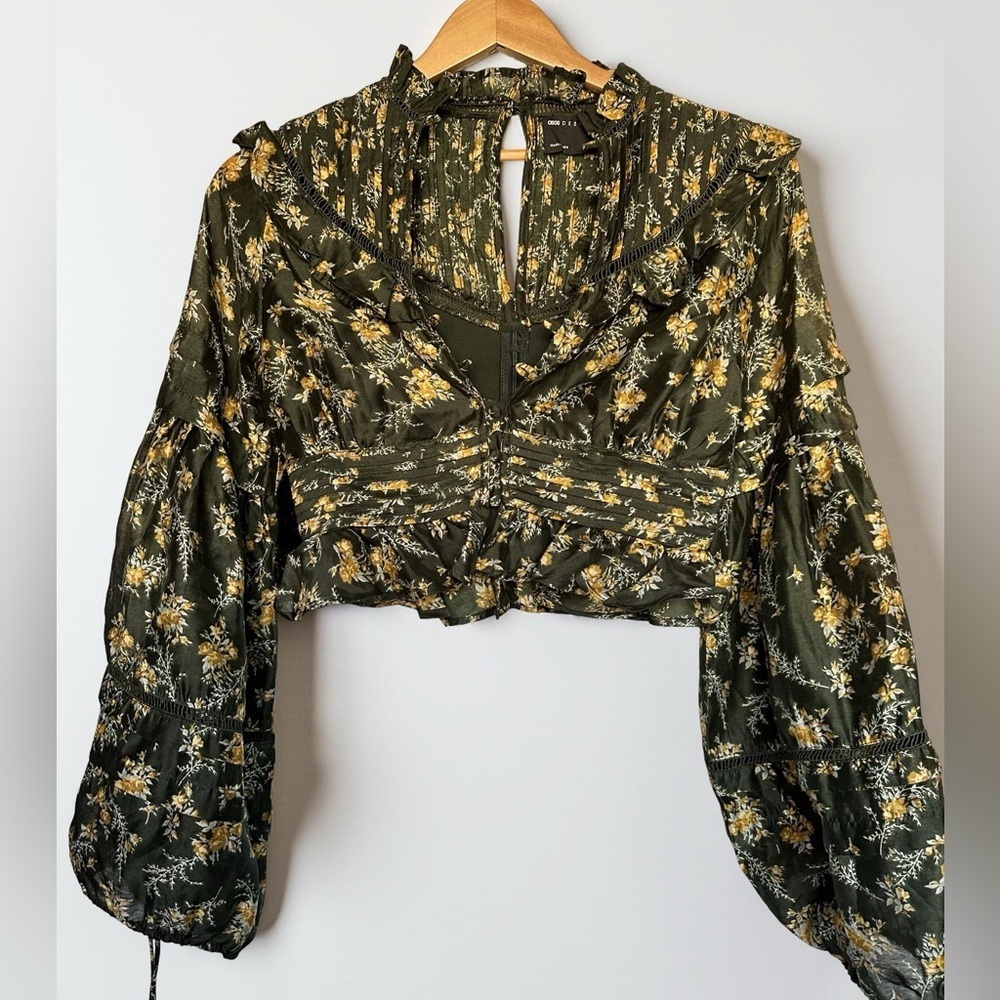ASOS Black Floral Oversized Balloon Sleeve Top